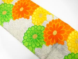 アンティーク　菊尽くし模様織り出し袋帯（材料）